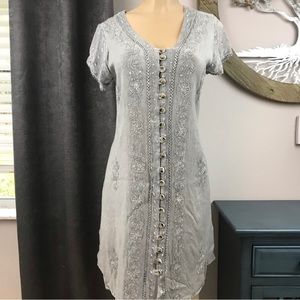 Coline Boho Floral Embroidery Dress S